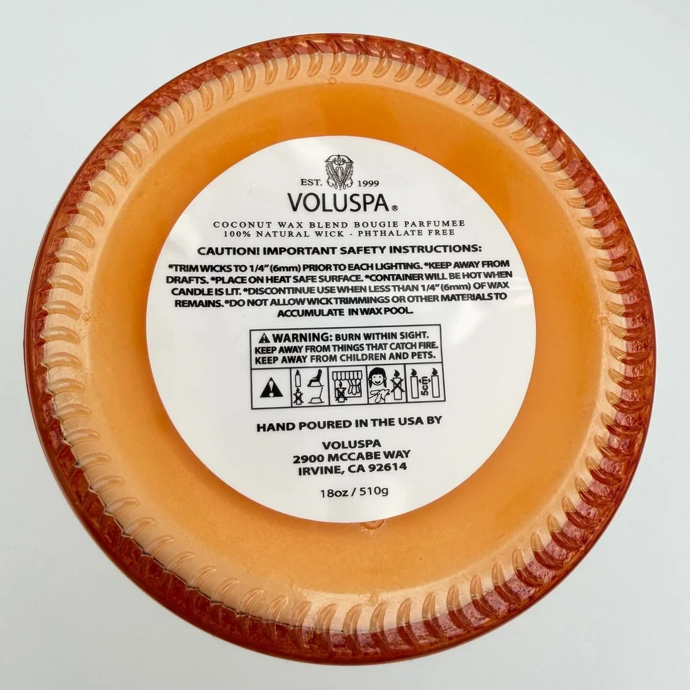 Voluspa Candle 18oz Orange Spiced Pumpkin Latte‎ Japonica Glass NEW